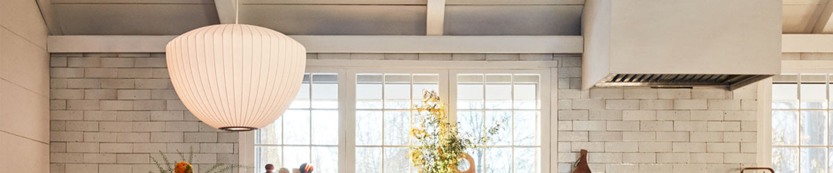 Aménagement de cuisine mettant en vedette une suspension Nelson Apple Bubble