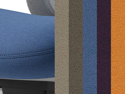 Gros plan sur le tissu Aquarius de Camira qui met en valeur la texture et les coutures.