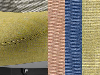 Gros plan sur le tissu Remix 3 de Kvadrat qui met en valeur la texture et les coutures.