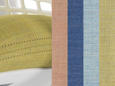 Gros plan sur le tissu Remix 3 de Kvadrat, dont la texture et les coutures sont visibles.