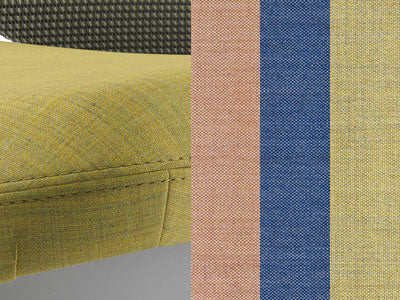 Gros plan sur le tissu Remix 3 de Kvadrat qui met en valeur la texture et les coutures.