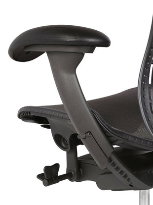 Detailed view of the side of a graphite Mirra 2 chair
