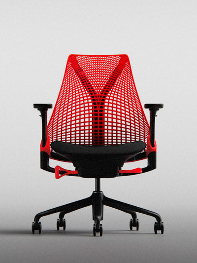 Vue de face du fauteuil gaming Sayl en noir et rouge